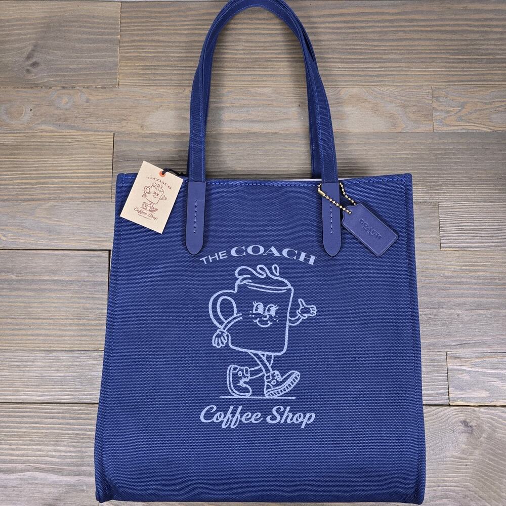 Coach Cafe Lil Miss Jo Coffee Shop Canvas Tote Limited Edition - Deep Blue NWT